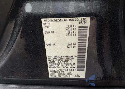 2015 Nissan Altima 2.5 S from USA, damaged, VIN 1N4AL3AP4FC145449